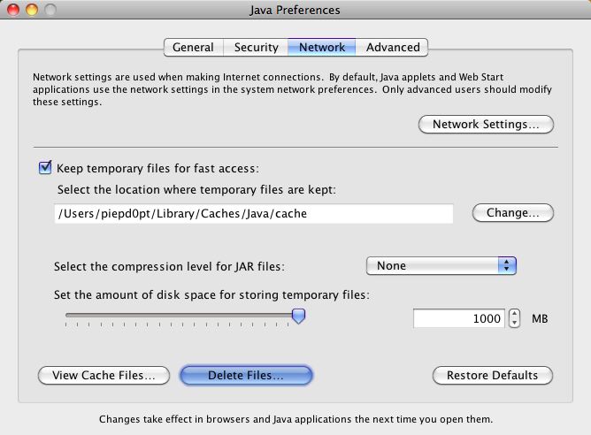 Clear Java Cache